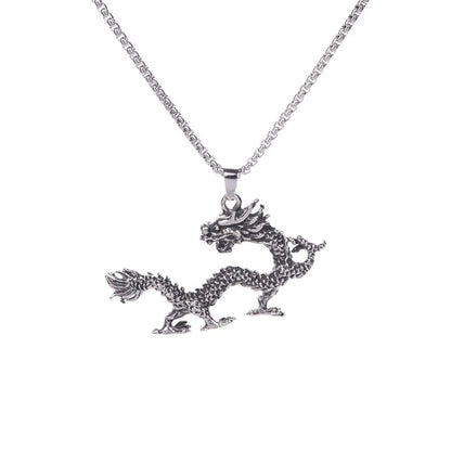 Hip-Hop Retro Rock Dragon Titanium Steel Chain Men'S Pendant Necklace