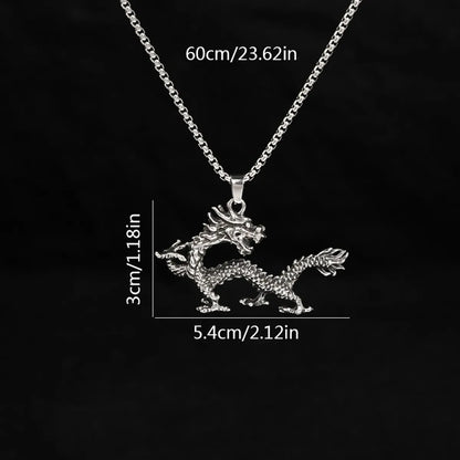 Hip-Hop Retro Rock Dragon Titanium Steel Chain Men'S Pendant Necklace