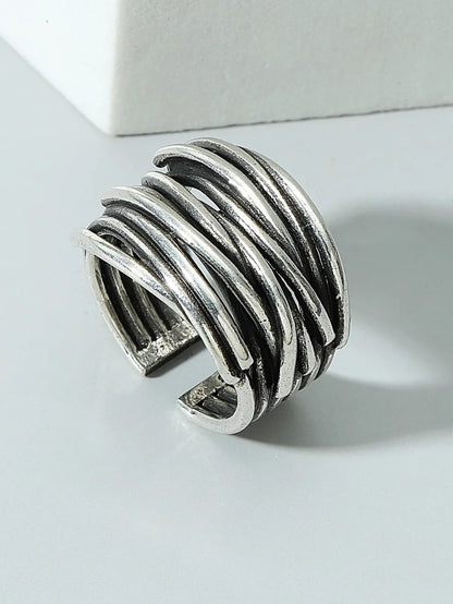 Hip-Hop Retro Rock Geometric Alloy Silver Plated Men'S Open Rings