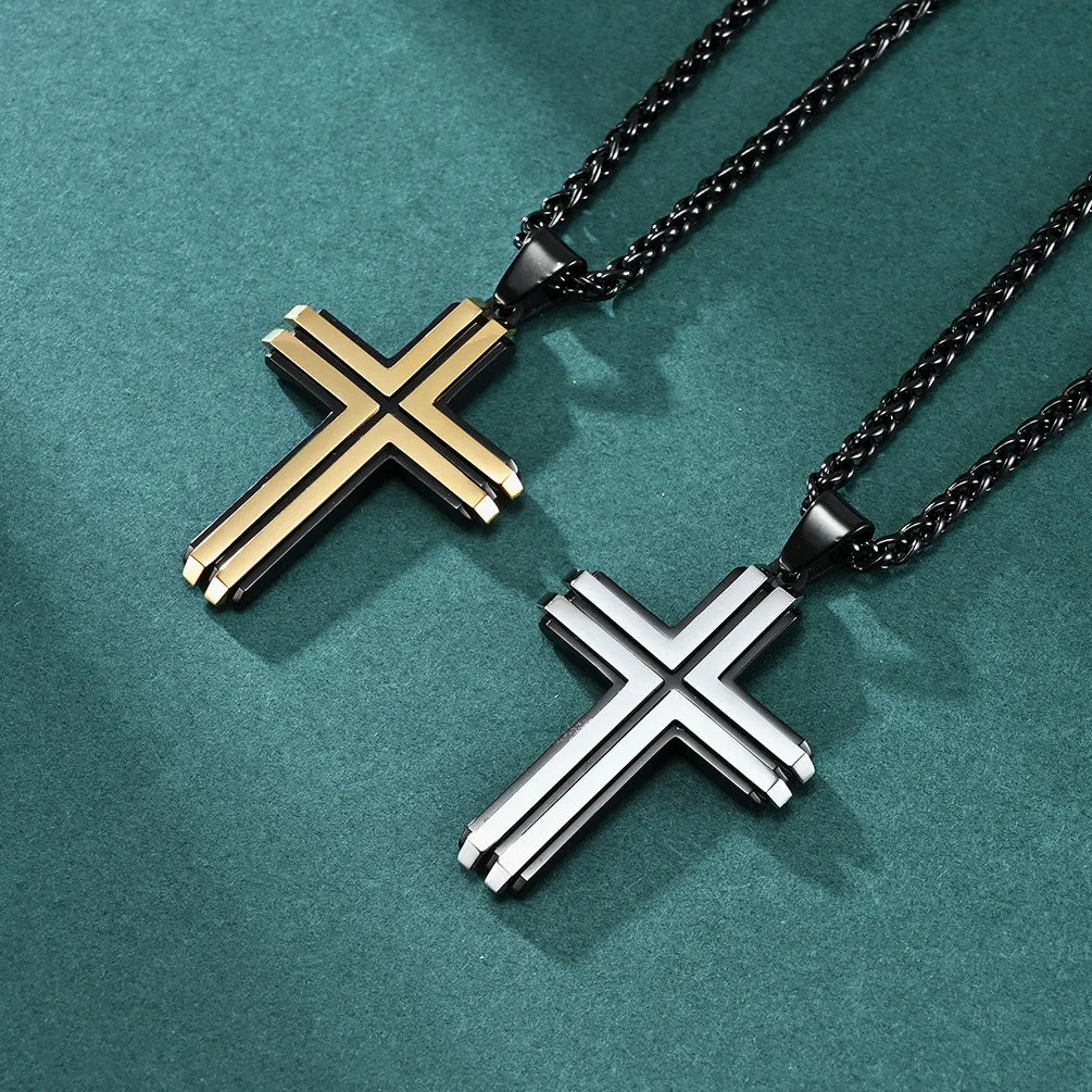 Hip-Hop Retro Roman Style Cross 304 Stainless Steel Plating Men'S Pendant Necklace