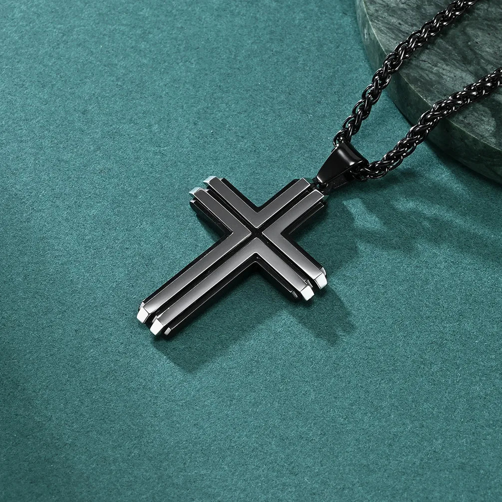 Hip-Hop Retro Roman Style Cross 304 Stainless Steel Plating Men'S Pendant Necklace