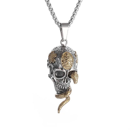 Hip-Hop Retro Roman Style Geometric Skull Alloy Plating Unisex Pendant Necklace