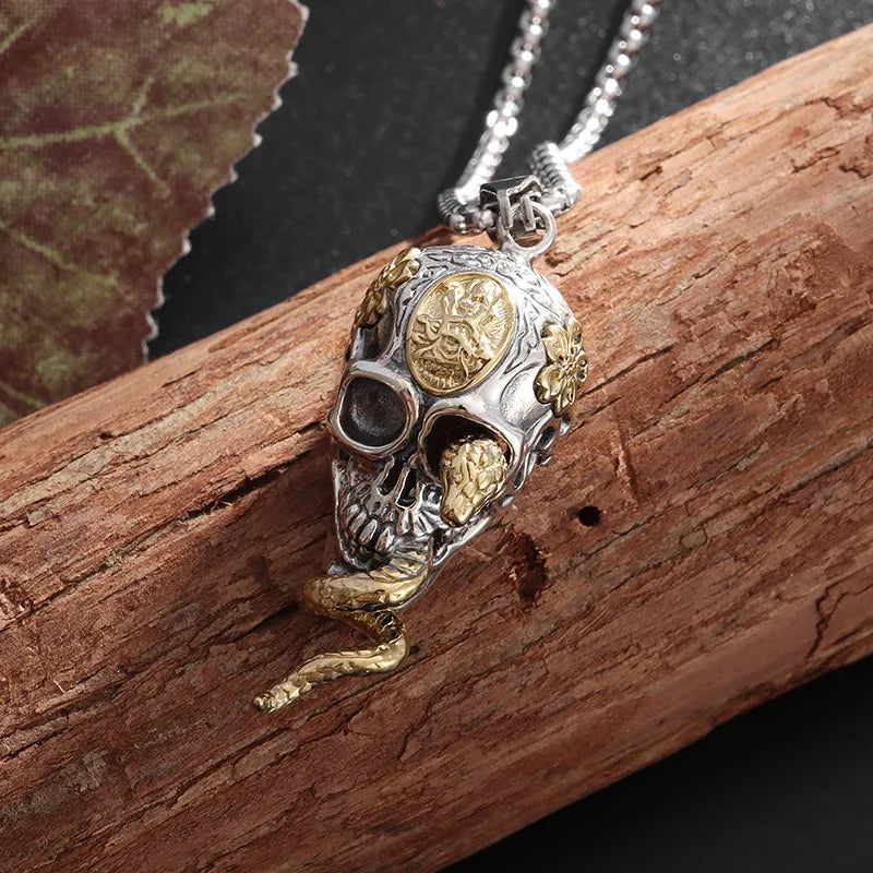 Hip-Hop Retro Roman Style Geometric Skull Alloy Plating Unisex Pendant Necklace