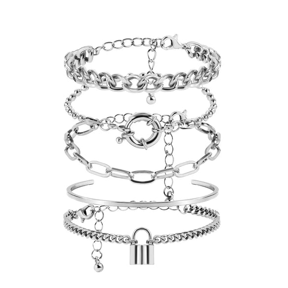 Hip-Hop Retro Round Lock Alloy Wholesale Bracelets