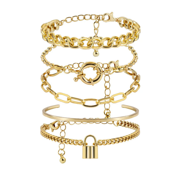 Hip-Hop Retro Round Lock Alloy Wholesale Bracelets