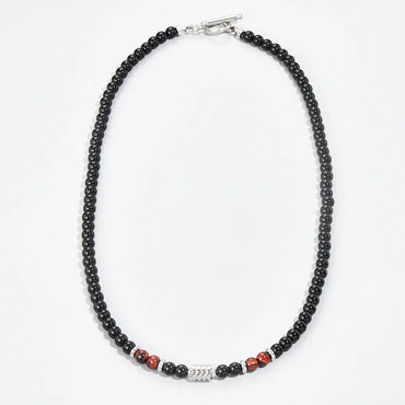 Hip-Hop Retro Round Stainless Steel Beaded Men'S Necklace