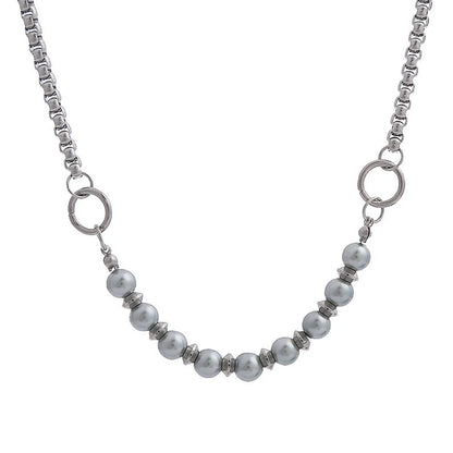 Hip-hop Retro Round Stainless Steel Beaded Necklace