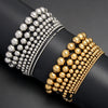Hip-Hop Retro Round 304 Stainless Steel Bracelets In Bulk