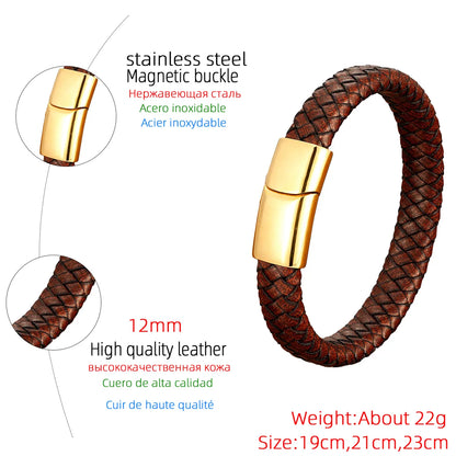 Hip-Hop Retro Round 316 Stainless Steel  Magnetic Braid Men'S Bangle