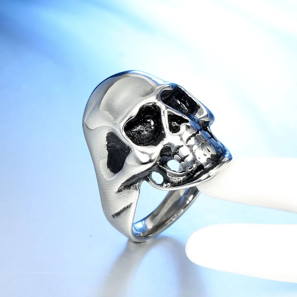 Hip-Hop Retro Skull Stainless Steel Polishing None 18K Gold Plated Rhodium Plated Unisex Rings