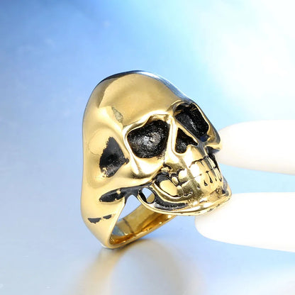 Hip-Hop Retro Skull Stainless Steel Polishing None 18K Gold Plated Rhodium Plated Unisex Rings