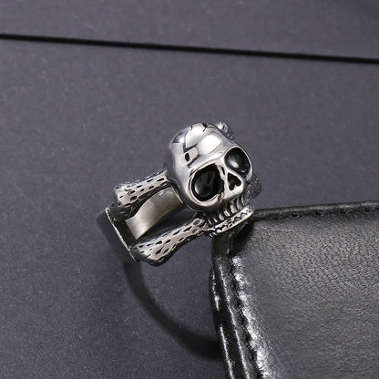 Hip-Hop Retro Skull Titanium Steel Men'S Rings