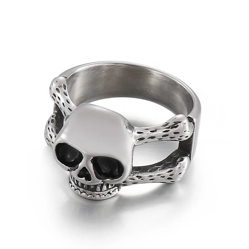 Hip-Hop Retro Skull Titanium Steel Men'S Rings