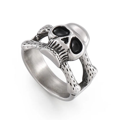 Hip-Hop Retro Skull Titanium Steel Men'S Rings