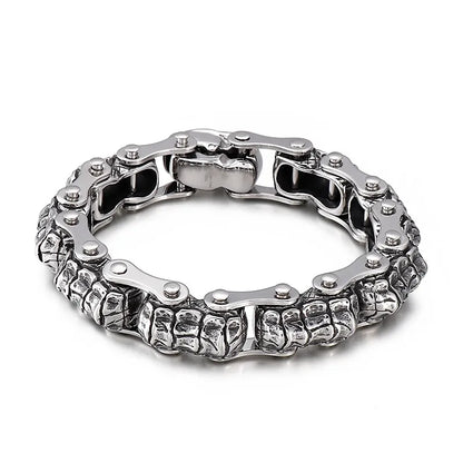 Hip-Hop Retro Skull Titanium Steel Stoving Varnish Men'S Bracelets