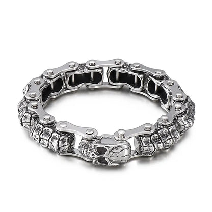 Hip-Hop Retro Skull Titanium Steel Stoving Varnish Men'S Bracelets