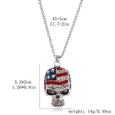 Hip-Hop Retro Skull Zinc Alloy Plating Inlay Rhinestones Unisex Pendant Necklace