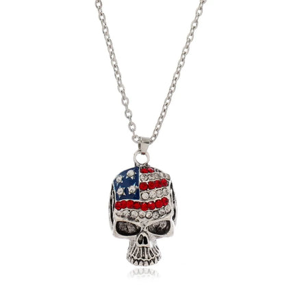 Hip-Hop Retro Skull Zinc Alloy Plating Inlay Rhinestones Unisex Pendant Necklace