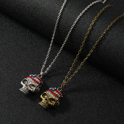 Hip-Hop Retro Skull Zinc Alloy Plating Inlay Rhinestones Unisex Pendant Necklace