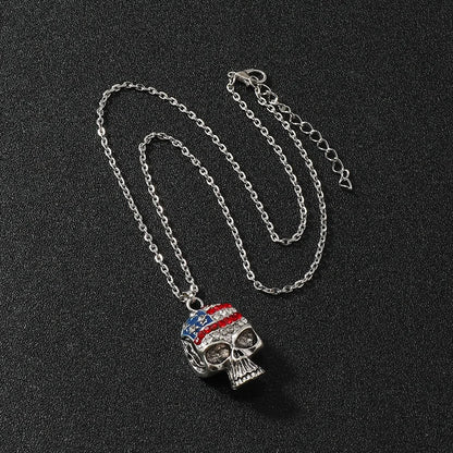 Hip-Hop Retro Skull Zinc Alloy Plating Inlay Rhinestones Unisex Pendant Necklace