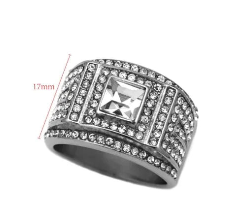 Hip-Hop Retro Solid Color 304 Stainless Steel Inlay Rhinestones Men'S Rings