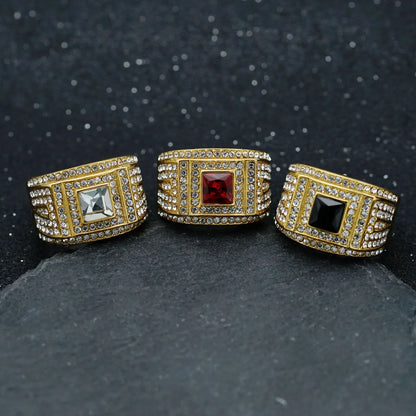 Hip-Hop Retro Solid Color 304 Stainless Steel Inlay Rhinestones Men'S Rings