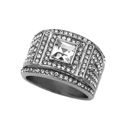 Hip-Hop Retro Solid Color 304 Stainless Steel Inlay Rhinestones Men'S Rings