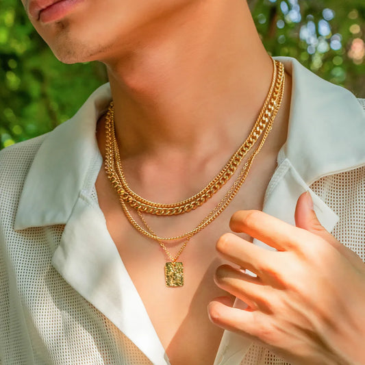 Hip-Hop Retro Solid Color Alloy Copper Men'S Layered Necklaces