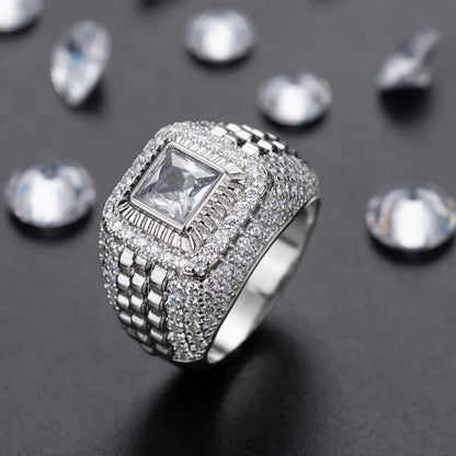 Hip-Hop Retro Solid Color Alloy Inlay Rhinestones Men'S Rings