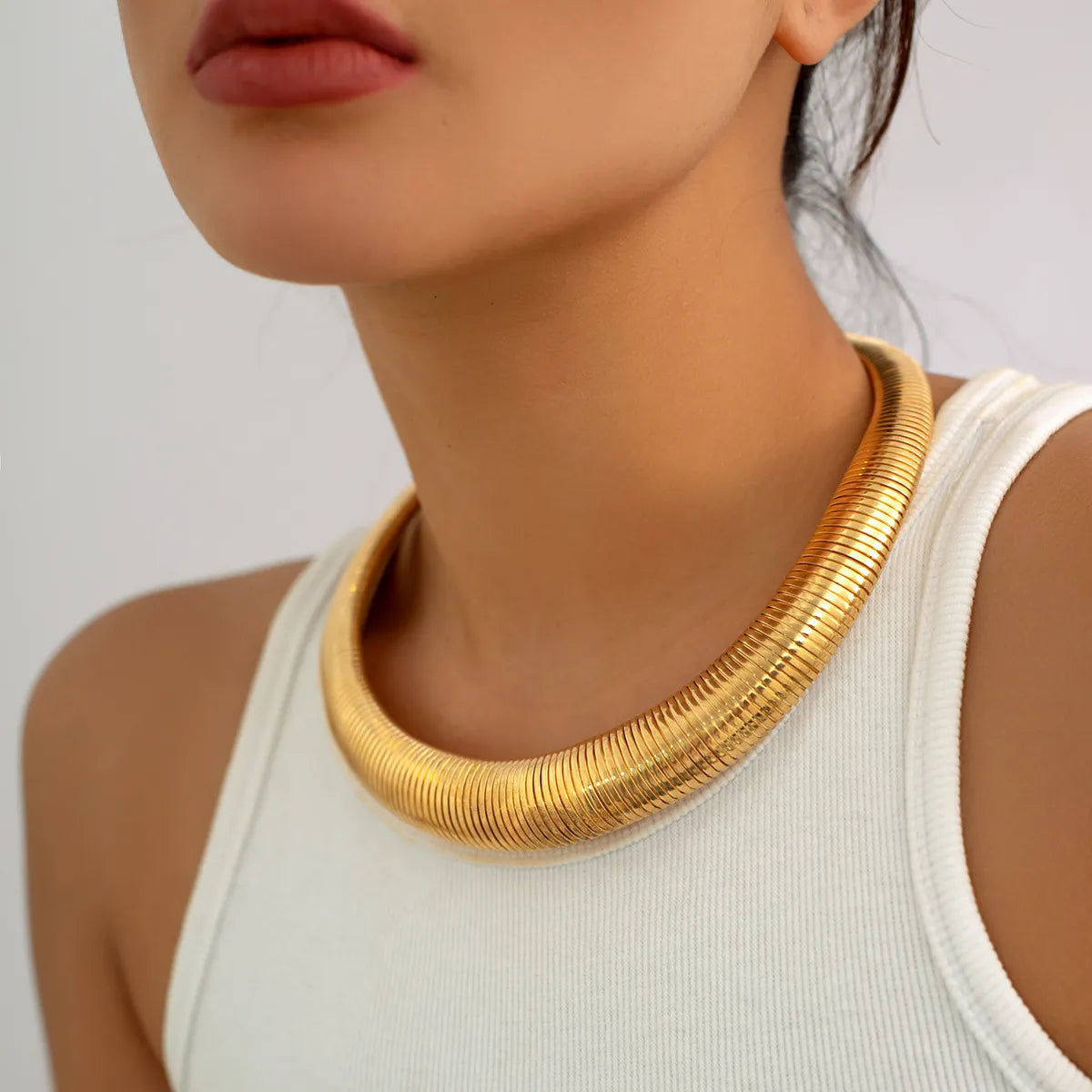 Hip-Hop Retro Solid Color Metal Women'S Choker