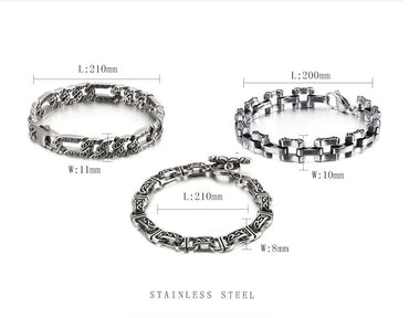 Hip-Hop Retro Solid Color Stainless Steel Chain Men'S Bracelets