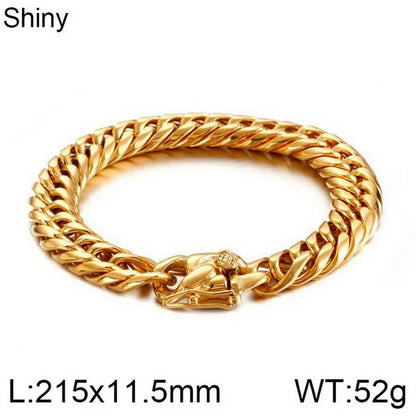 Hip-Hop Retro Solid Color Stainless Steel Inlay Rhinestones 18K Gold Plated Men'S Bracelets