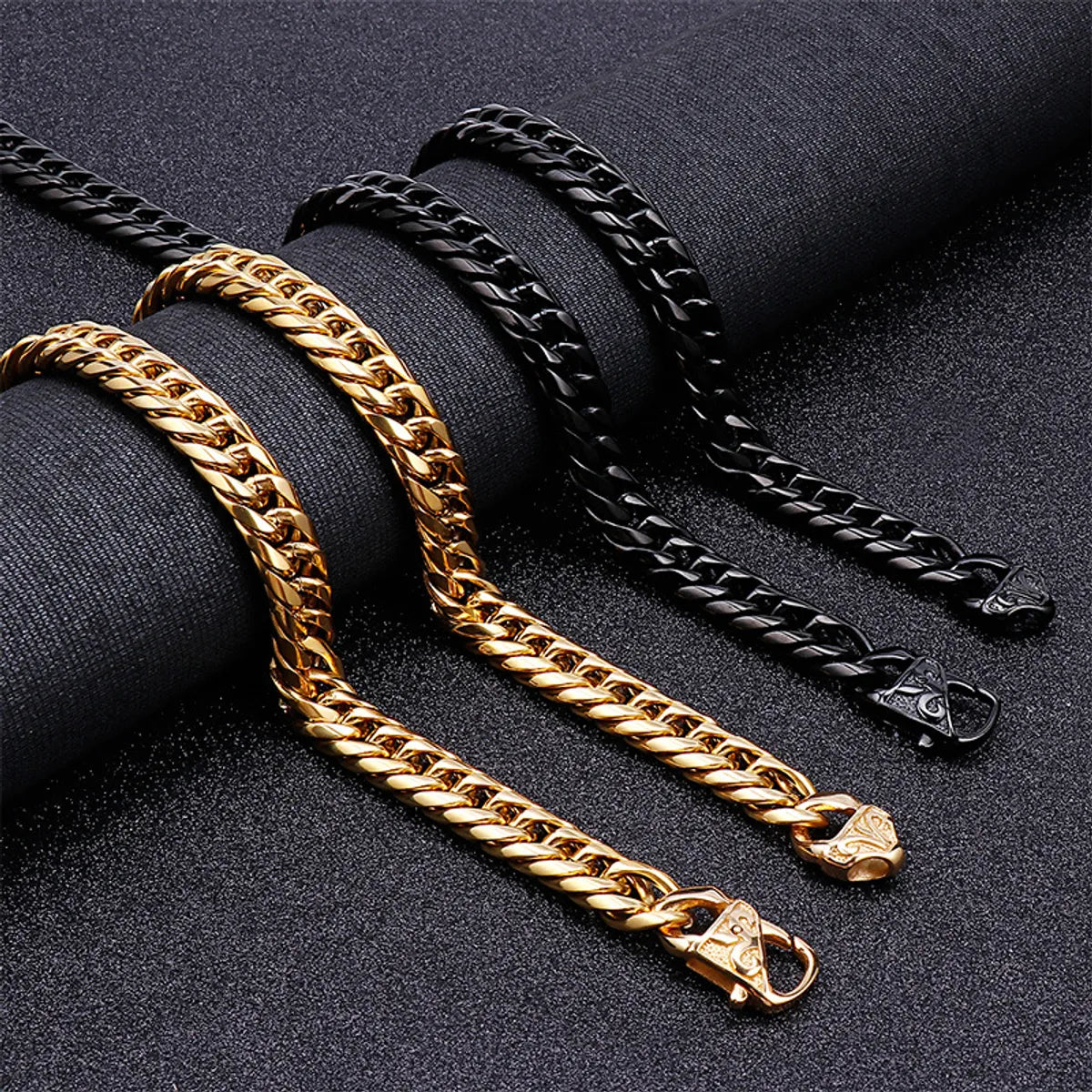 Hip-hop Retro Solid Color Stainless Steel Plating Chain Gold Plated Bracelets Necklace