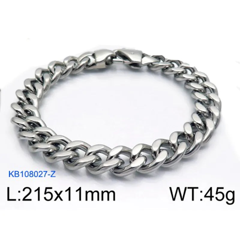 Hip-Hop Retro Solid Color Stainless Steel Plating Chain 18K Gold Plated Men'S Bracelets