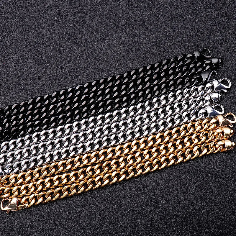 Hip-Hop Retro Solid Color Stainless Steel Plating Chain 18K Gold Plated Men'S Bracelets