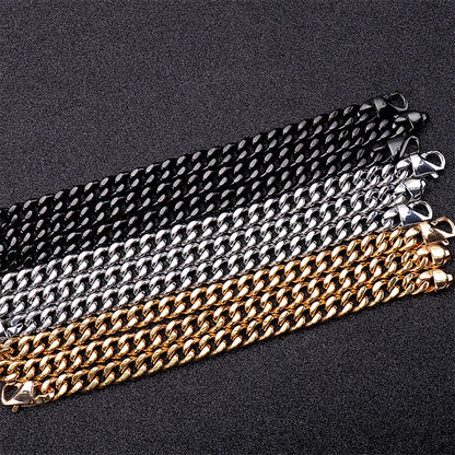 Hip-Hop Retro Solid Color Stainless Steel Plating Chain 18K Gold Plated Men'S Bracelets