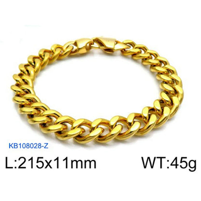 Hip-Hop Retro Solid Color Stainless Steel Plating Chain 18K Gold Plated Men'S Bracelets