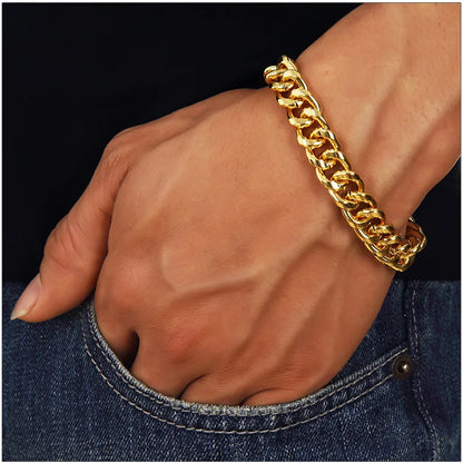 Hip-Hop Retro Solid Color 304 Stainless Steel Plating 18K Gold Plated Men'S Bracelets