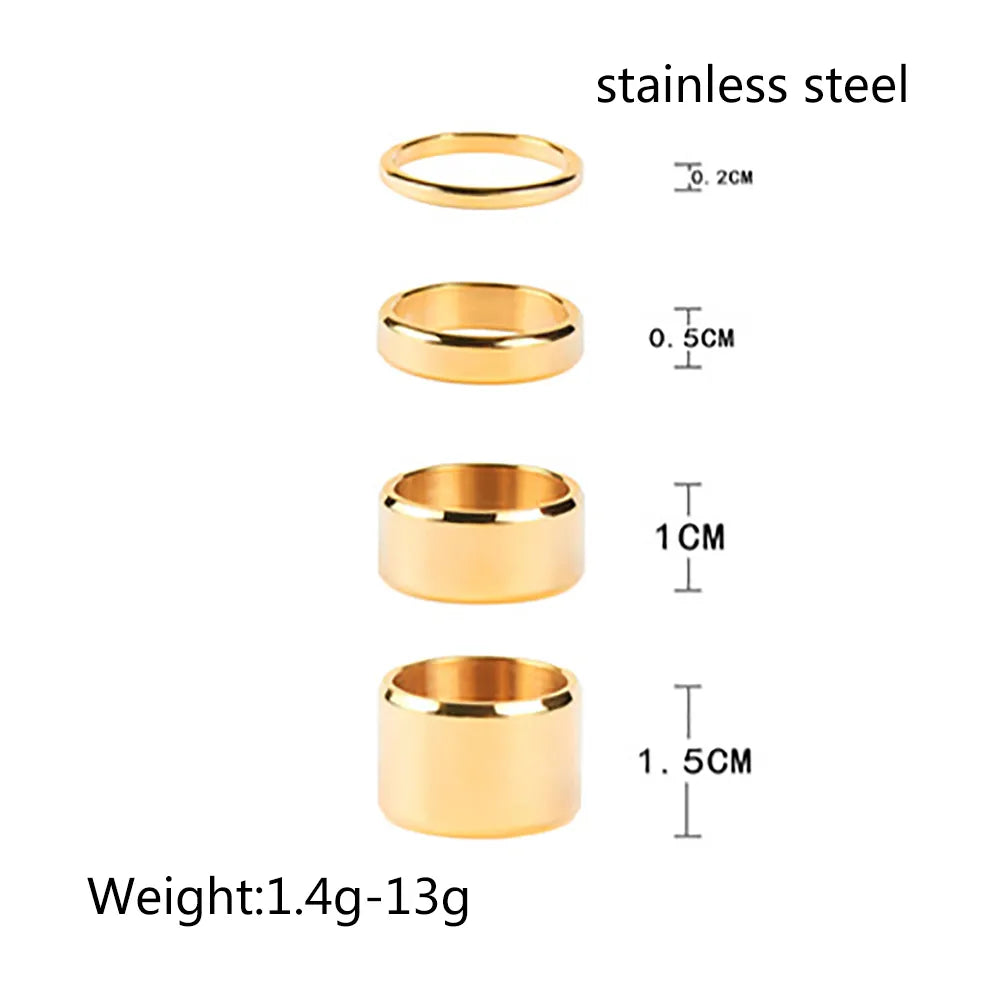 304 Stainless Steel 18K Gold Plated Hip-Hop Retro Plating Solid Color Rings