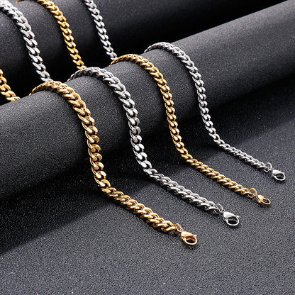 Hip-hop Retro Solid Color Titanium Steel Chain Bracelets Necklace