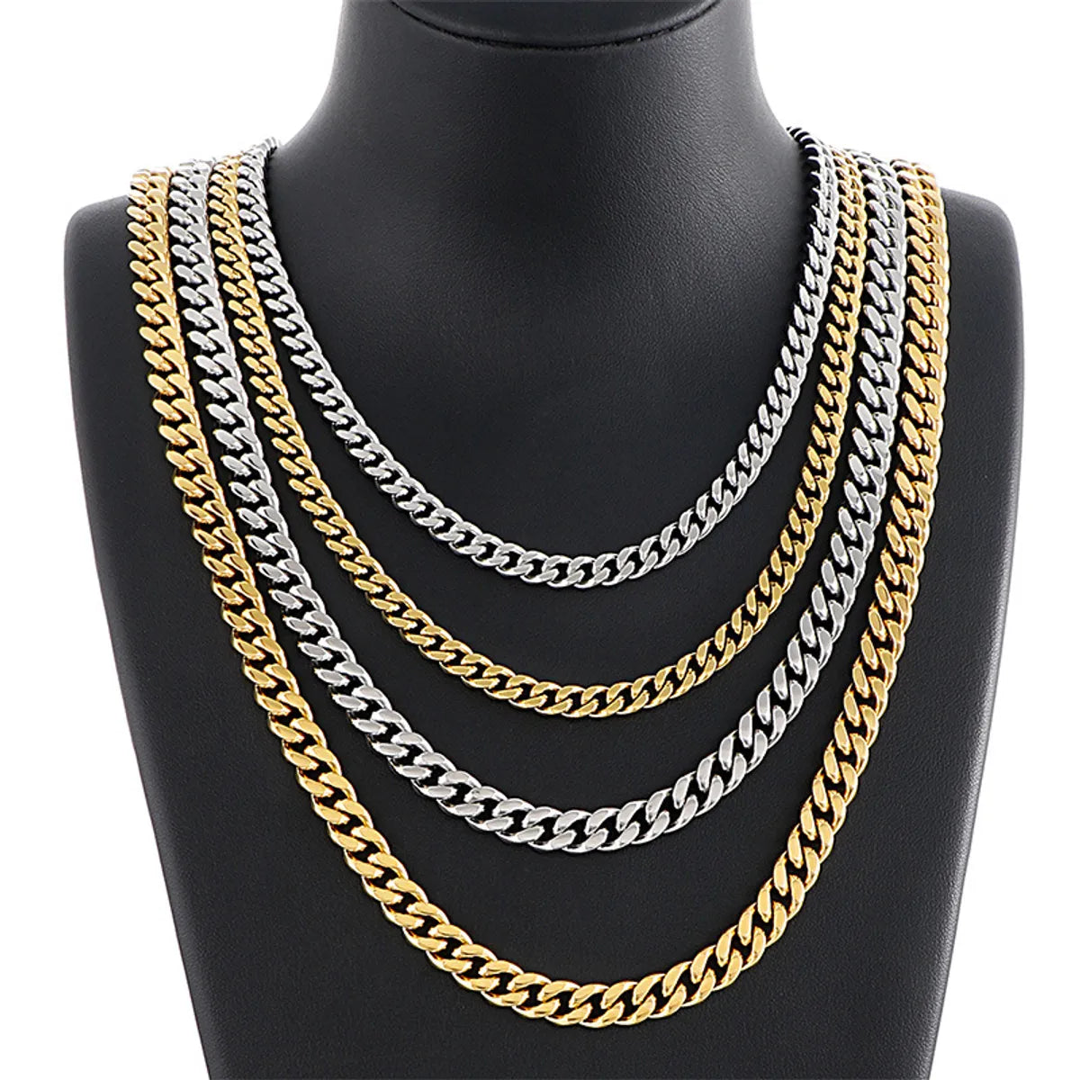 Hip-hop Retro Solid Color Titanium Steel Chain Bracelets Necklace