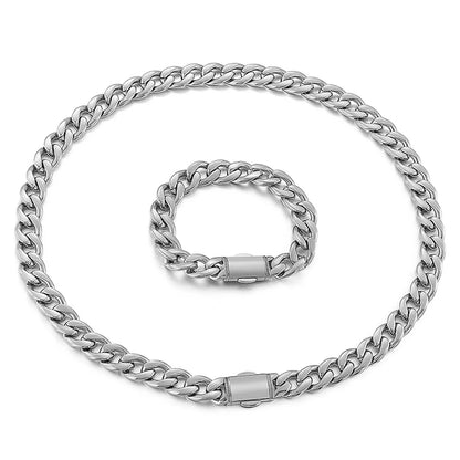 Hip-hop Retro Solid Color Titanium Steel Chain Bracelets Necklace