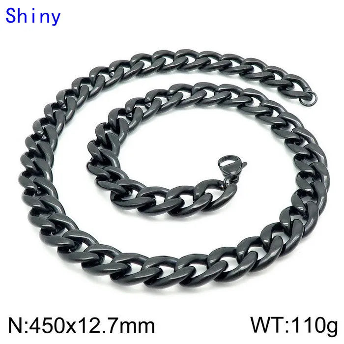 Hip-Hop Retro Solid Color Titanium Steel Chain 18K Gold Plated Men'S Bracelets Necklace