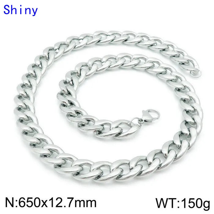 Hip-Hop Retro Solid Color Titanium Steel Chain 18K Gold Plated Men'S Bracelets Necklace