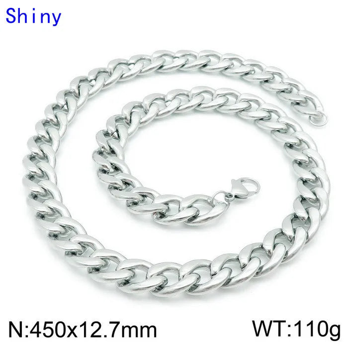 Hip-Hop Retro Solid Color Titanium Steel Chain 18K Gold Plated Men'S Bracelets Necklace