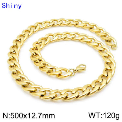 Hip-Hop Retro Solid Color Titanium Steel Chain 18K Gold Plated Men'S Bracelets Necklace