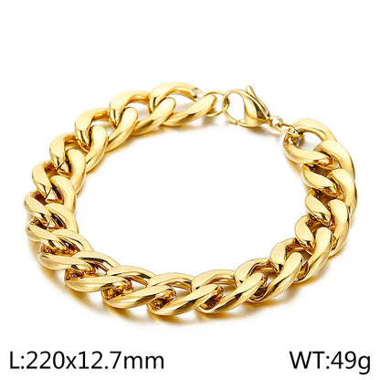 Hip-Hop Retro Solid Color Titanium Steel Chain 18K Gold Plated Men'S Bracelets Necklace