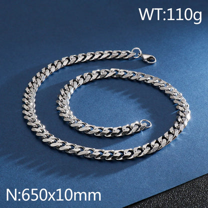 Hip-Hop Retro Solid Color Titanium Steel Chain Men'S Necklace