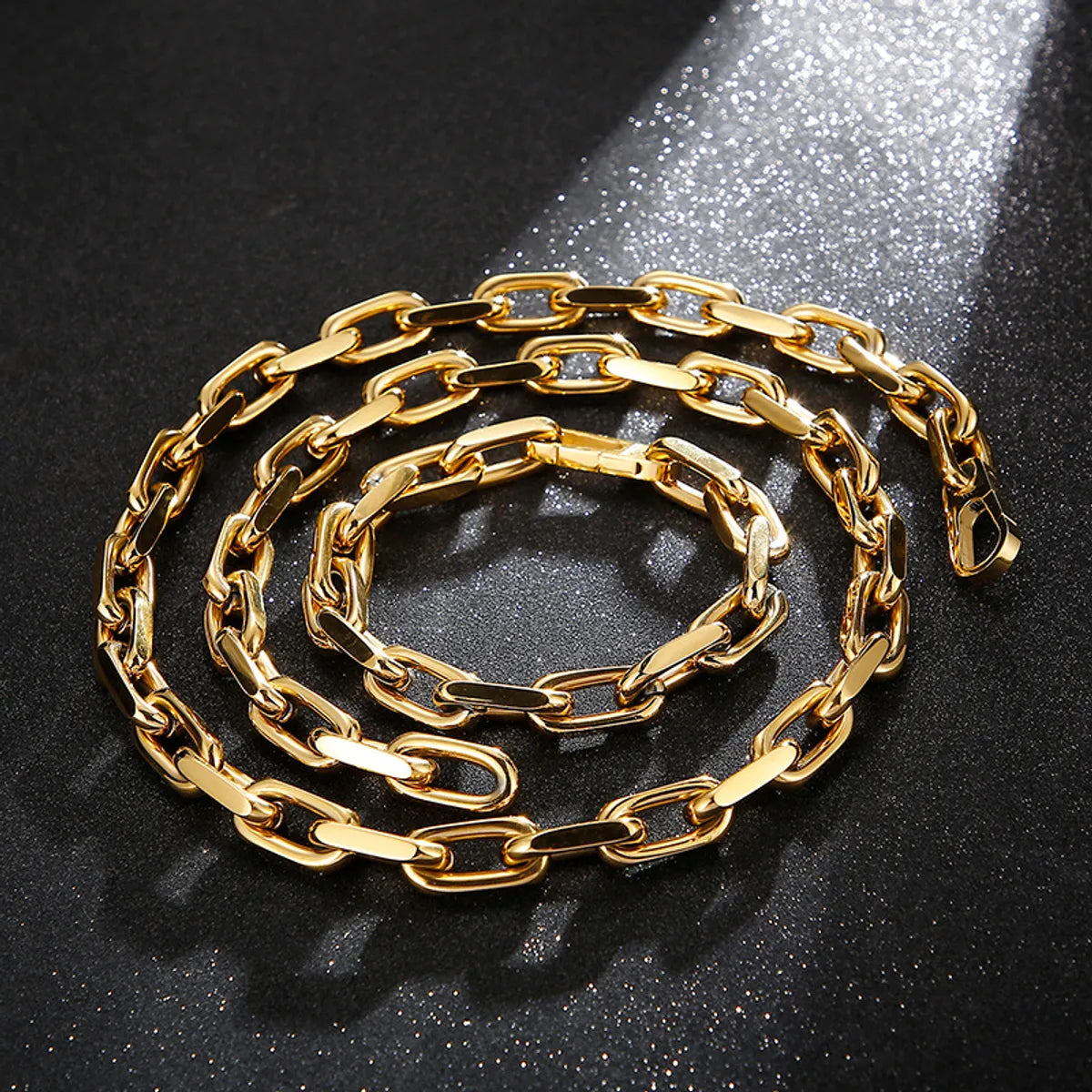 Hip-hop Retro Solid Color Titanium Steel Gold Plated Bracelets