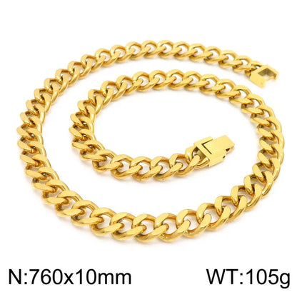 Hip-Hop Retro Solid Color Titanium Steel 18K Gold Plated Men'S Bracelets Necklace